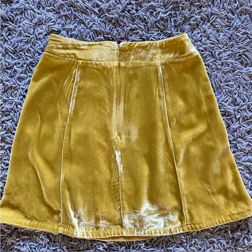 For Love & Lemons Beatrix Chartreuse Velvet Skirt small - Picture 10 of 10